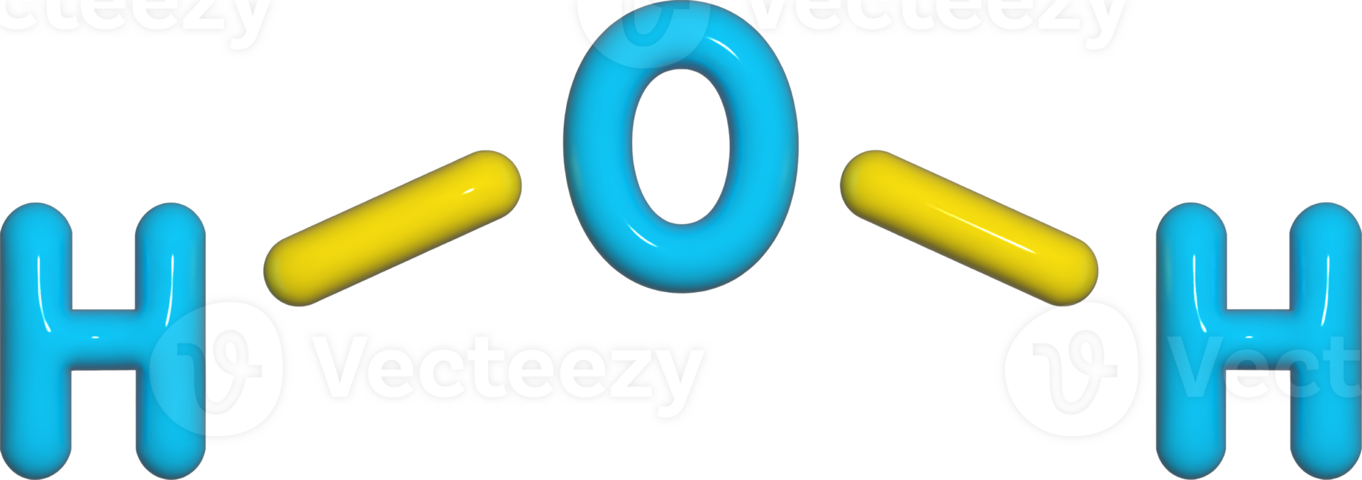 H2O Water Formula, Molecule Structure Illustration. 3D Render Inflated Icon png