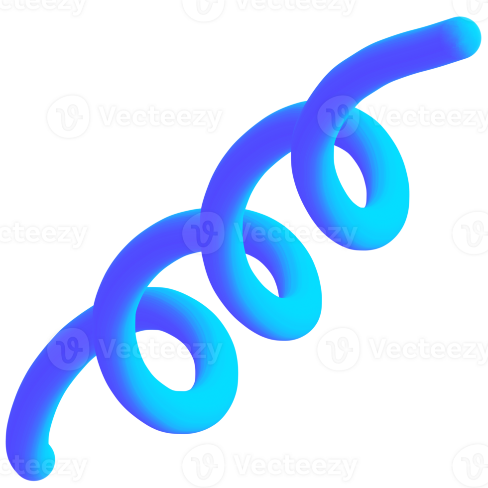 Blue Curly Swirl Line Art 3D png