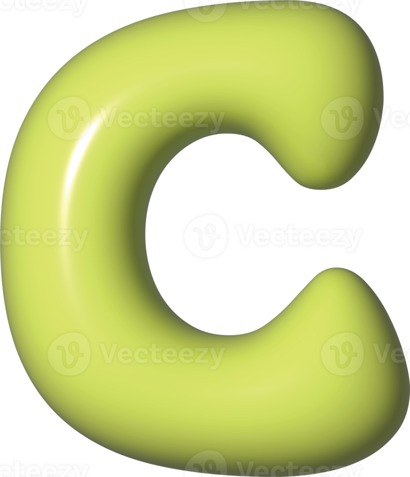 Alphabet Letter C Green 3D Glossy Bubble Balloon png