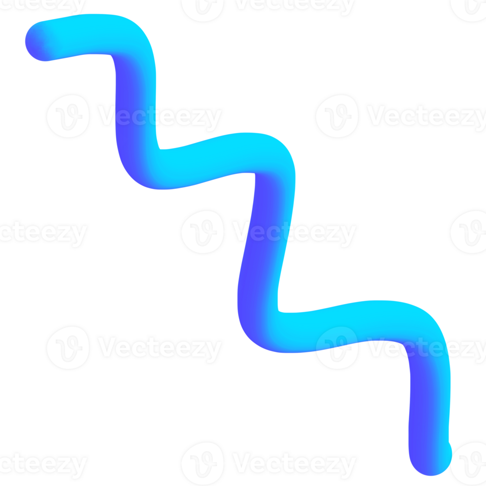 Blue Wavy Curvy Squiggle Line Art 3D Elements png
