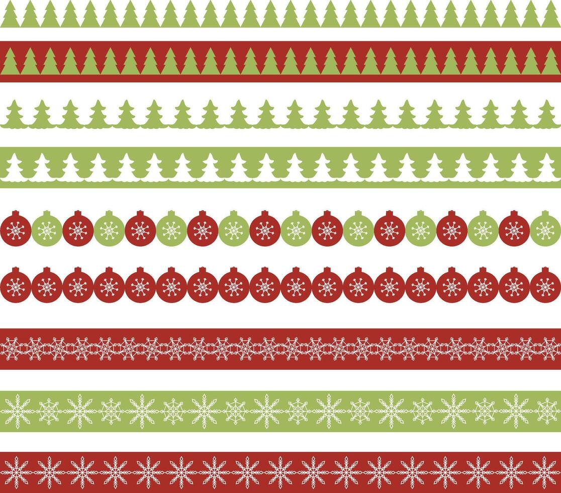 Christmas washi tape seamless borders vector