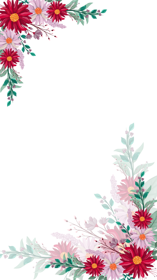 red flower frame png