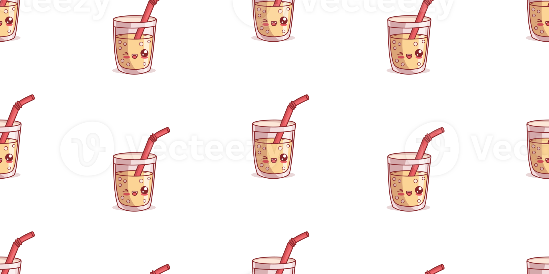 Seamless pattern with cute glass of lemonade with bubbles and straw png