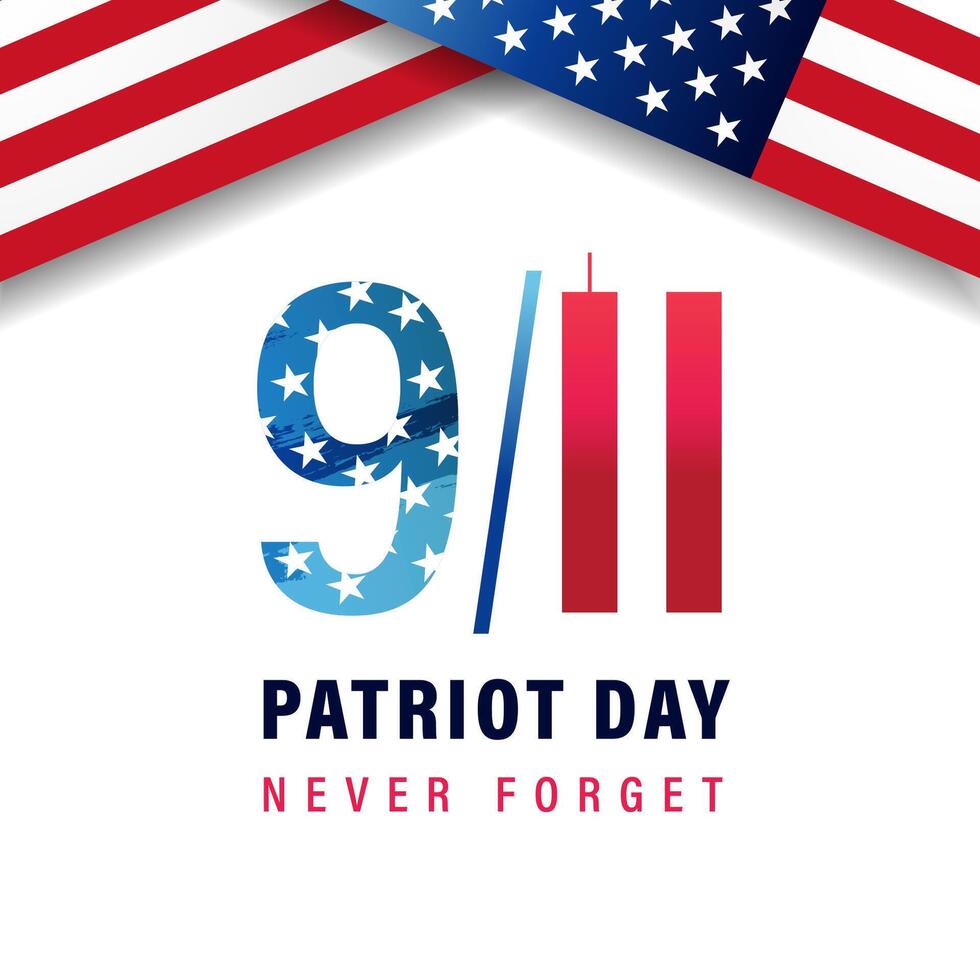 9.11 Patriot Day USA Never forget square banner vector