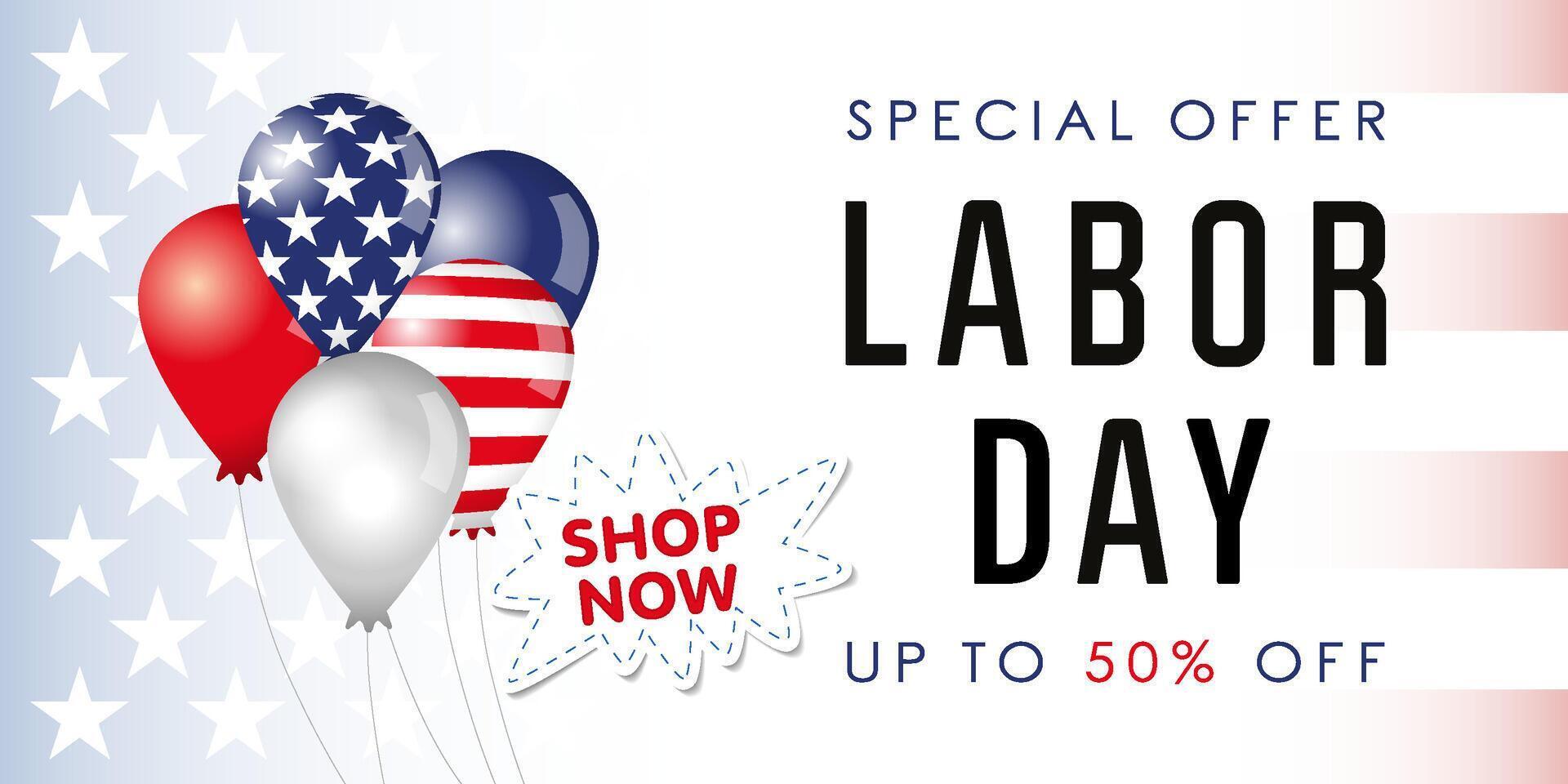 Happy Labor Day USA advertising banner, shopping card design vector