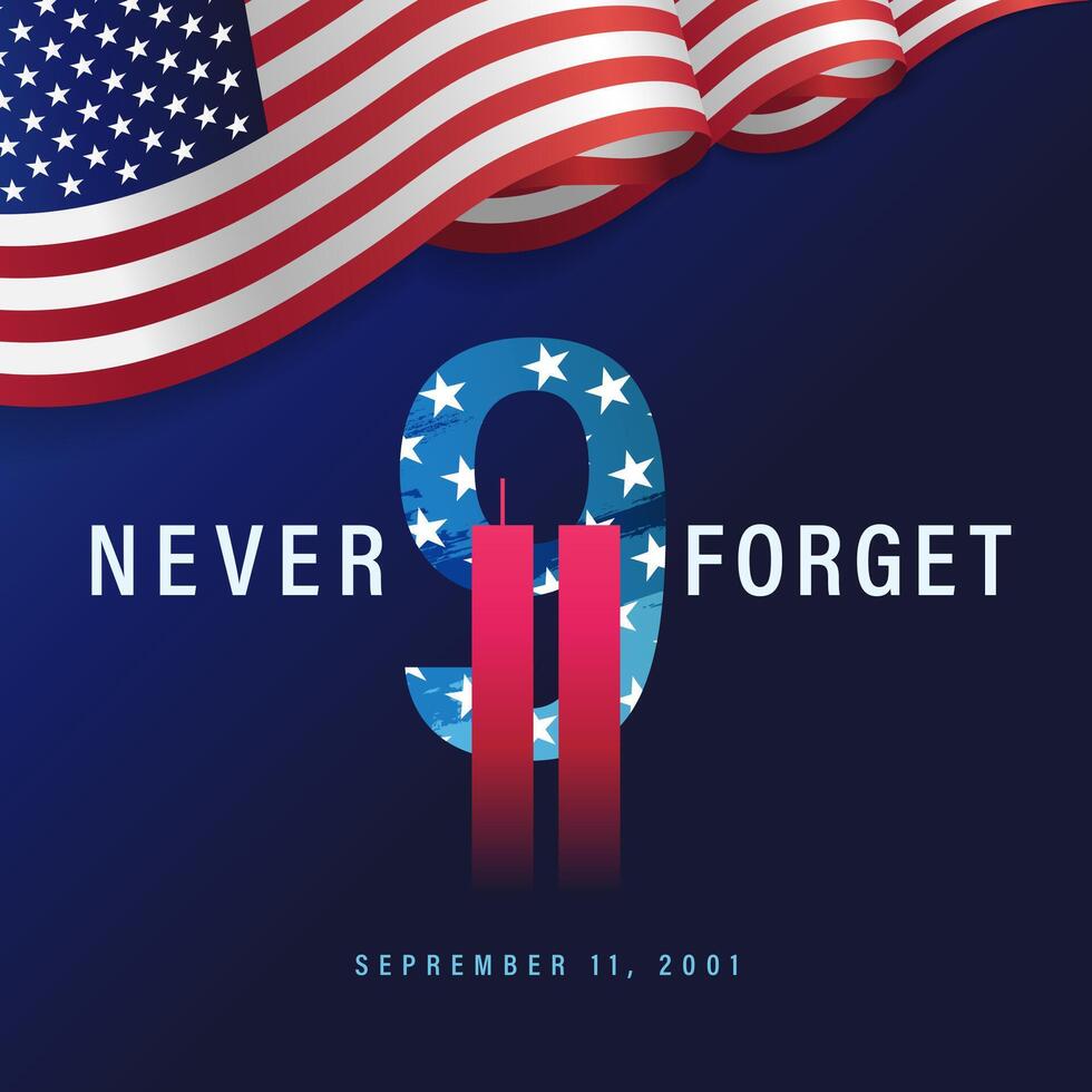 9.11 USA Never Forget September 11, 2001 We will Never Forget digital illustration vector