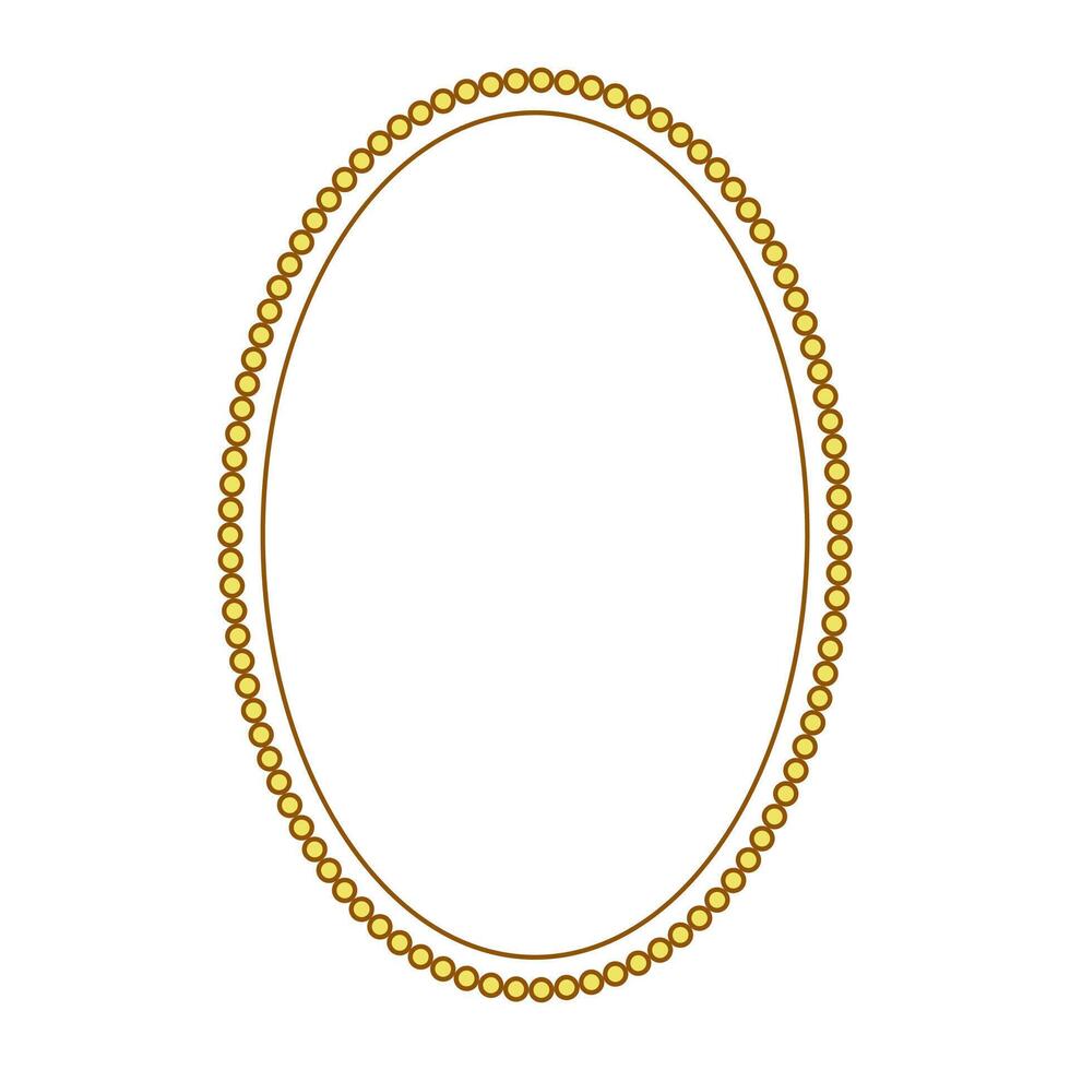 Vintage Golden Oval Frame With Pearl Border vector