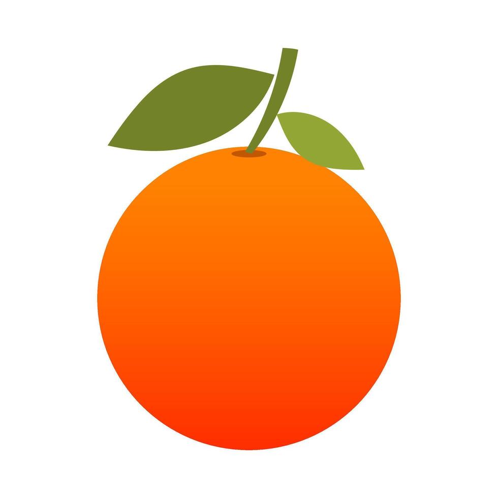Orange Fruit With Green Stem And Leaves Cartoon Illustration vector