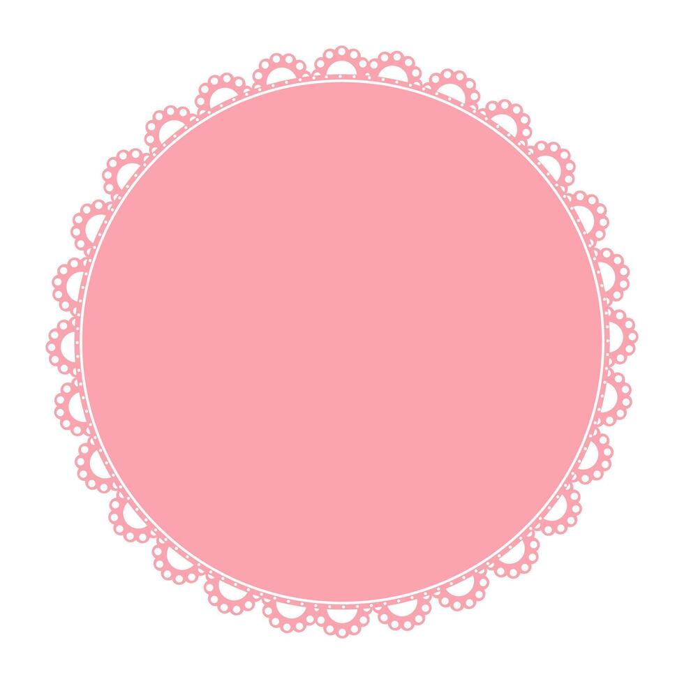 Pink Vintage Lace Round Frame Background vector