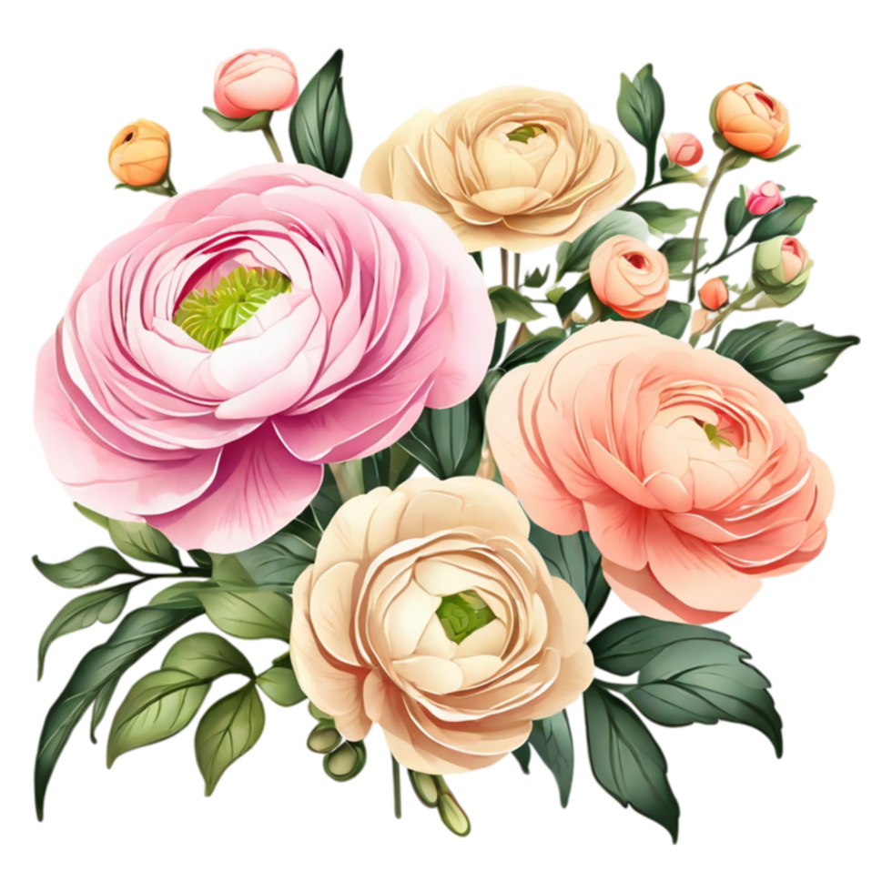 A bouquet of pink and orange flowers png