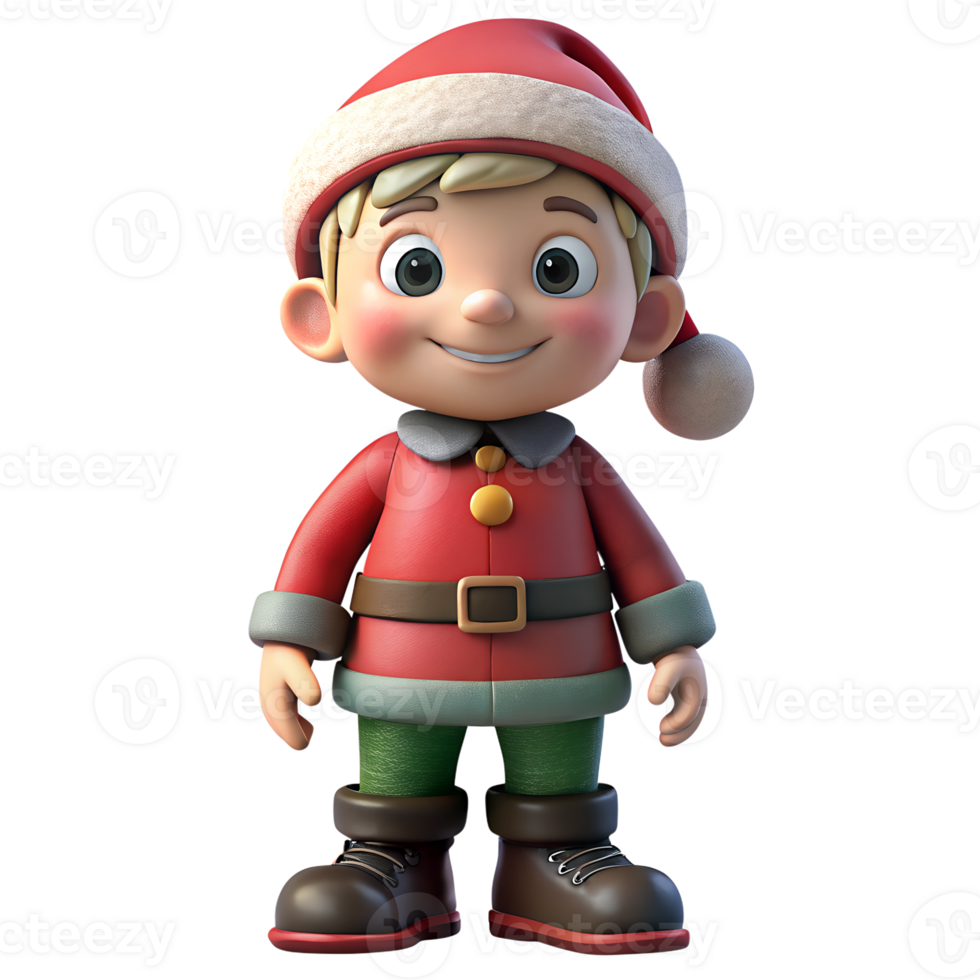 carino Santa cartone animato, luminosa Sorridi, grande occhi, indossare rosso completo da uomo e Santa cappello, carino personaggio per Natale celebrazione png