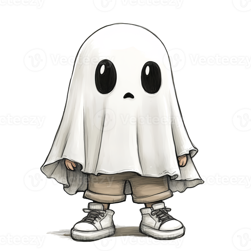 Cute Cartoon Illustration of Little Ghost. png