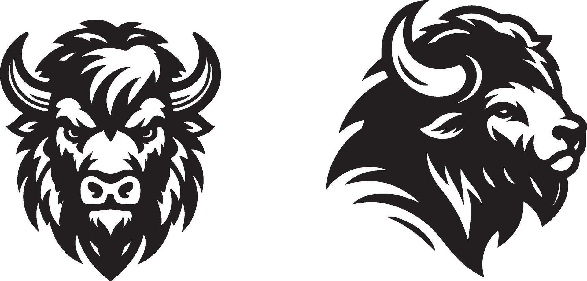 Bison head silhouette with a white background vector