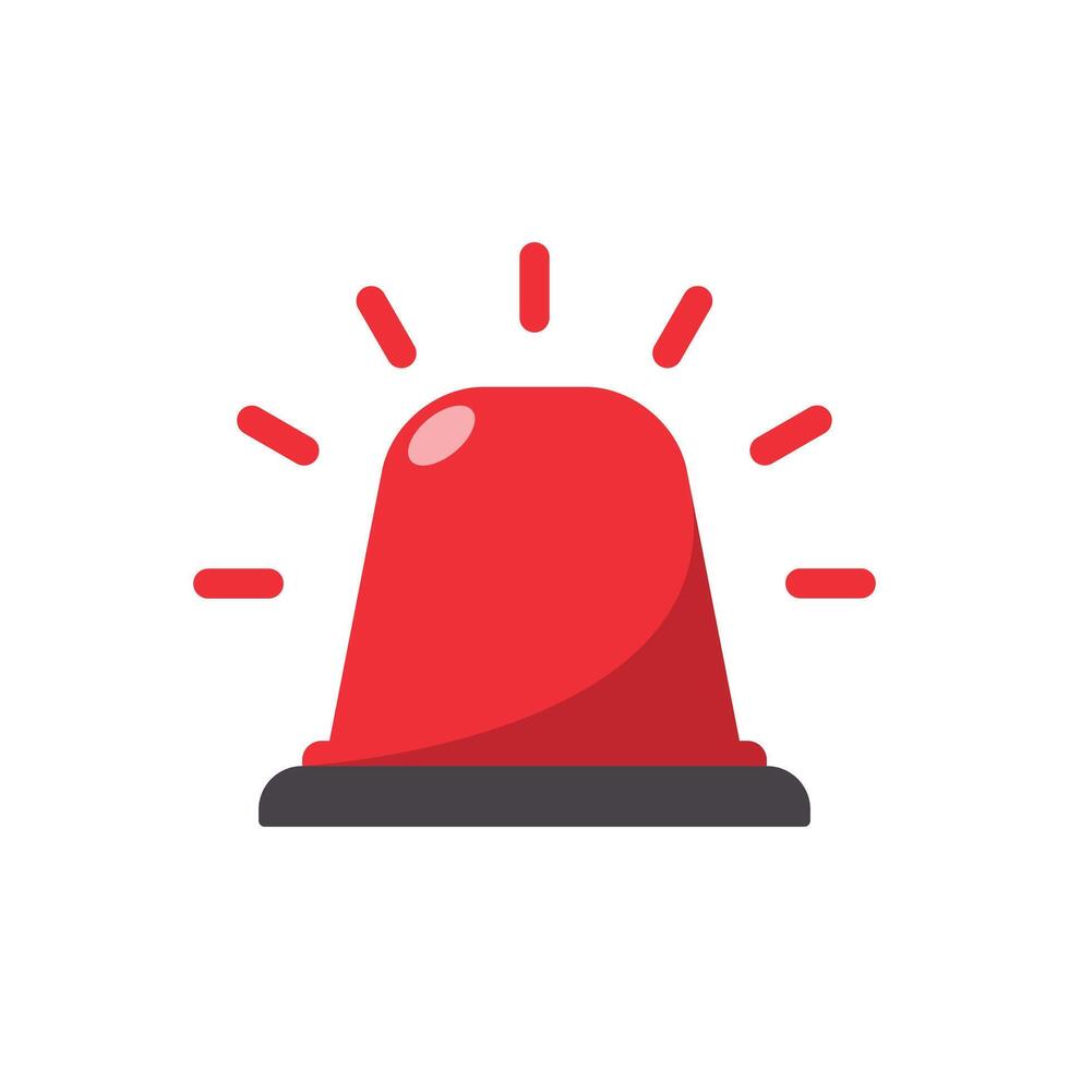 Siren light icon in flat style. Emergency alarm lamp concept vector