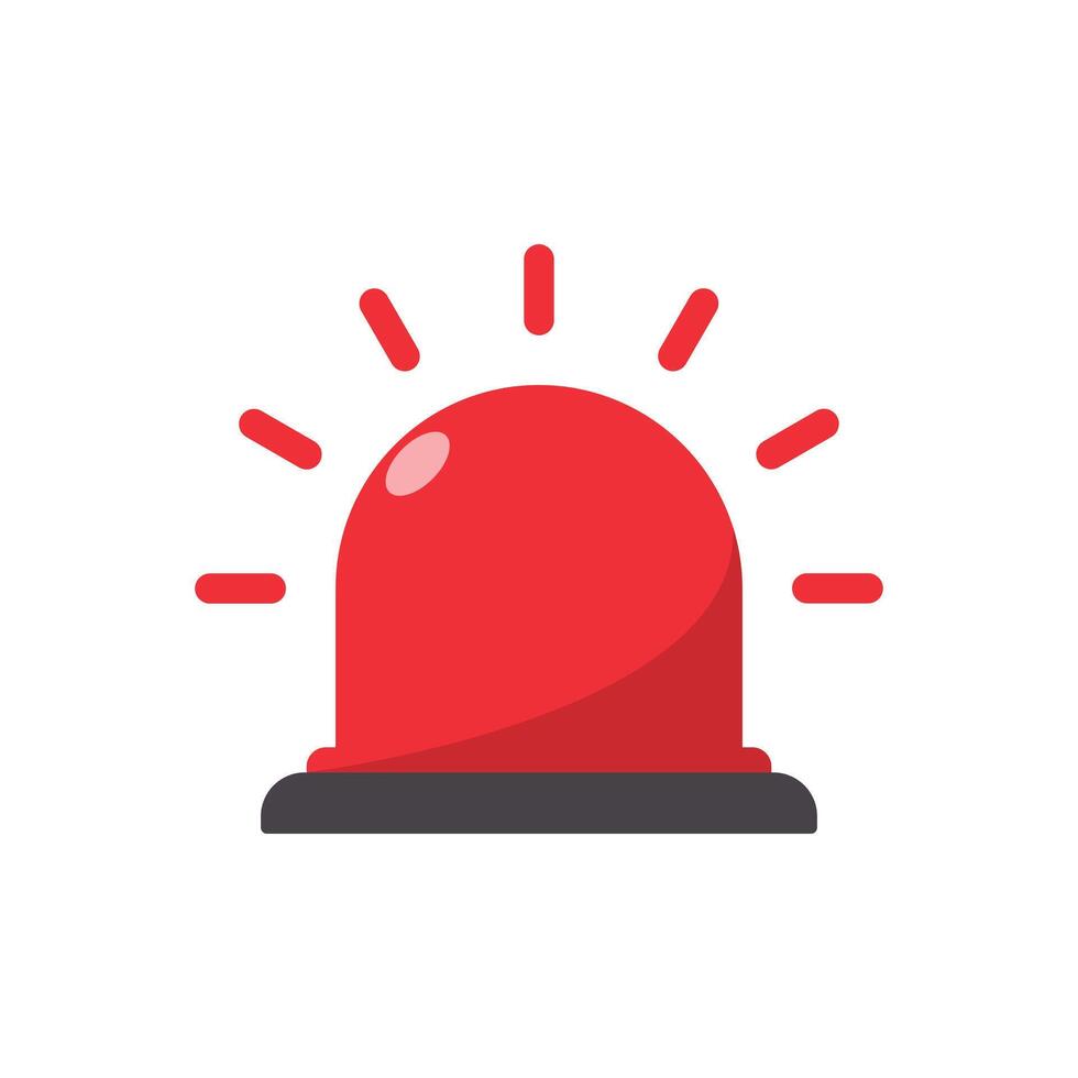Siren emergency light icon in flat style. Warning alarm sign symbol vector