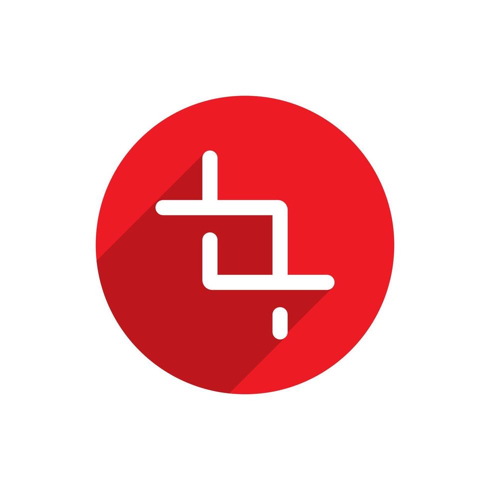 Crop tool icon with long shadow. Cropping concept vector