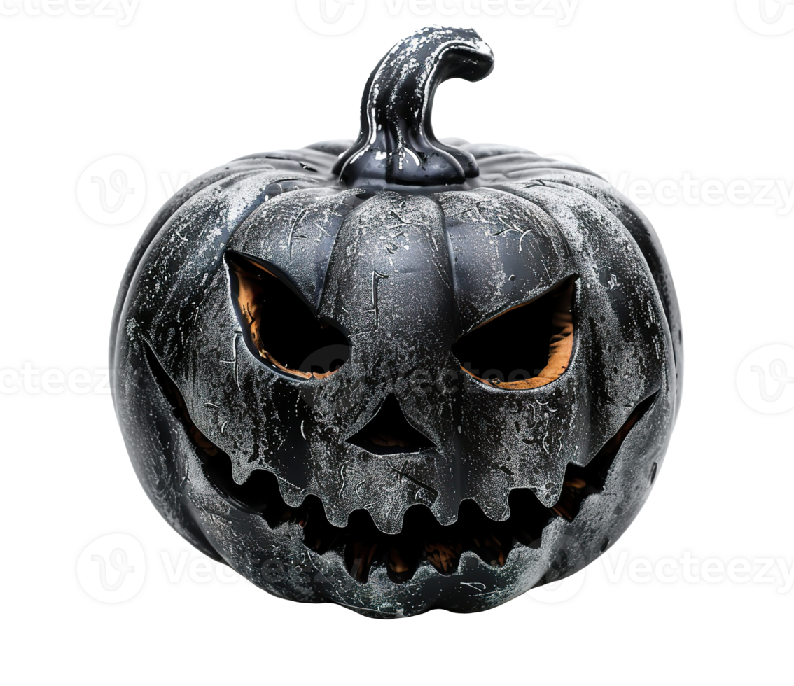 Halloween pumpkin, on transparent background. Featuring spooky carved face. Unique Jack O Lantern, cut out. png