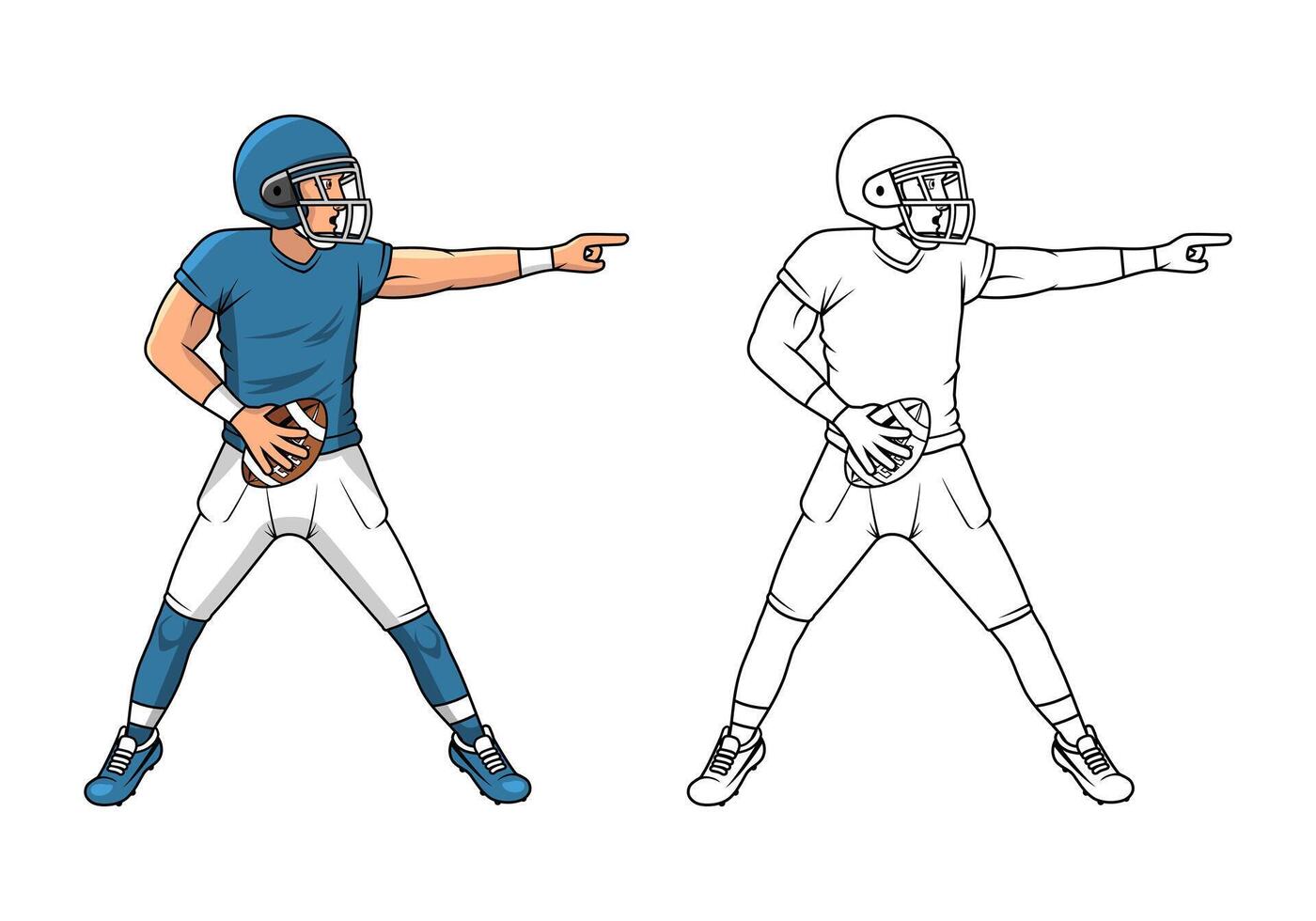 American Football Player Cartoon Character Design Illustration vector
