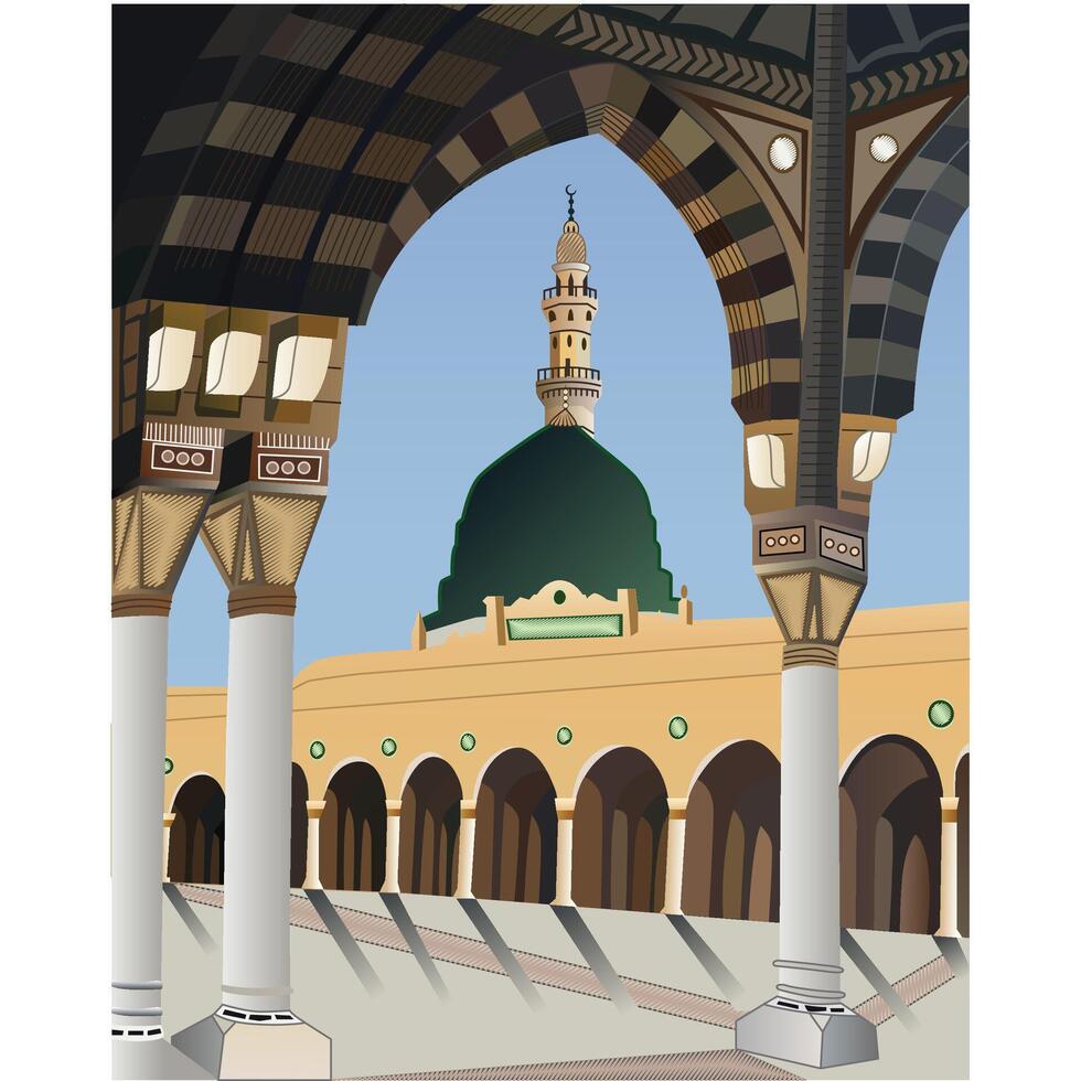 Madinah city with Masjid e Nawabi vector