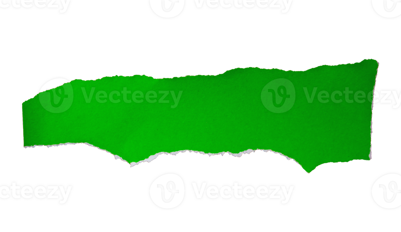 Ripped torn one green paper piece on transparent background, paper cut out design element png