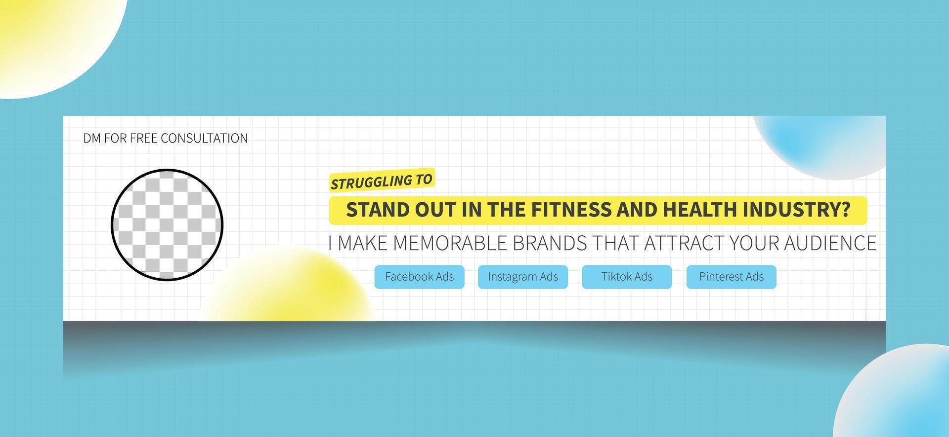 Social media banner design LinkedIn banner fitness and health industry vector