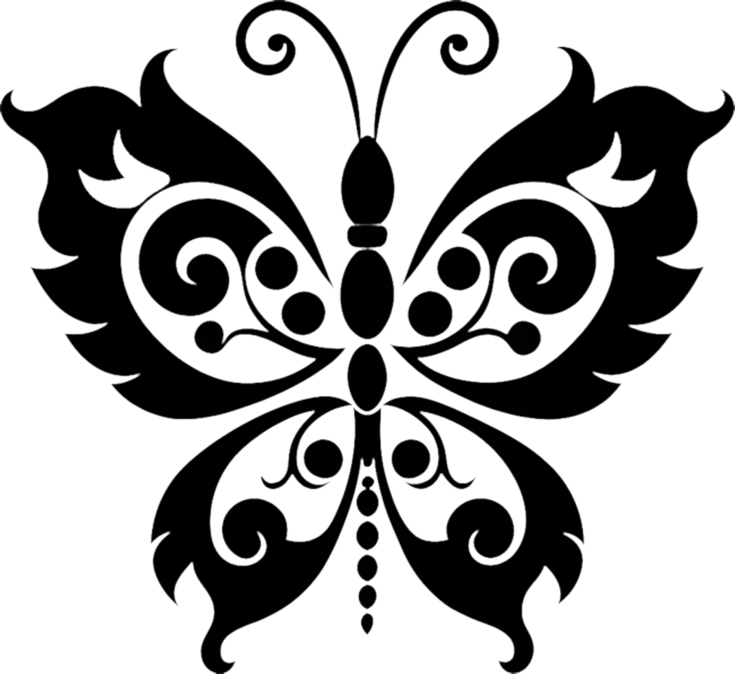 Elegant Clipart of Damask Butterfly Stencil Design. . png