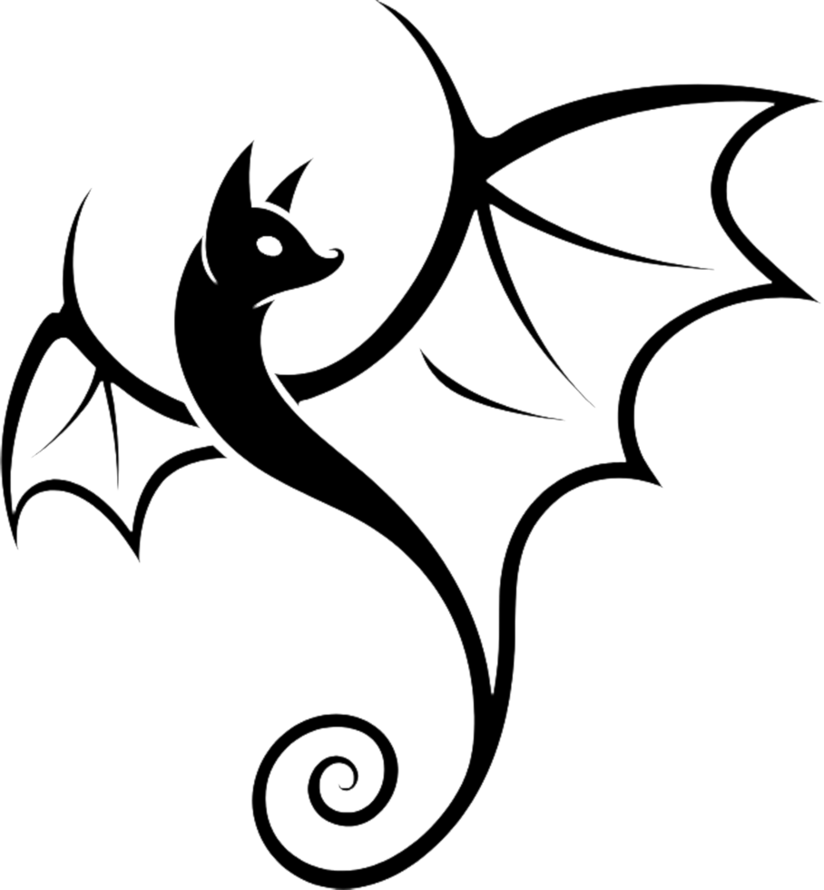 Stencil design, Black minimalist bat logo for branding. . png