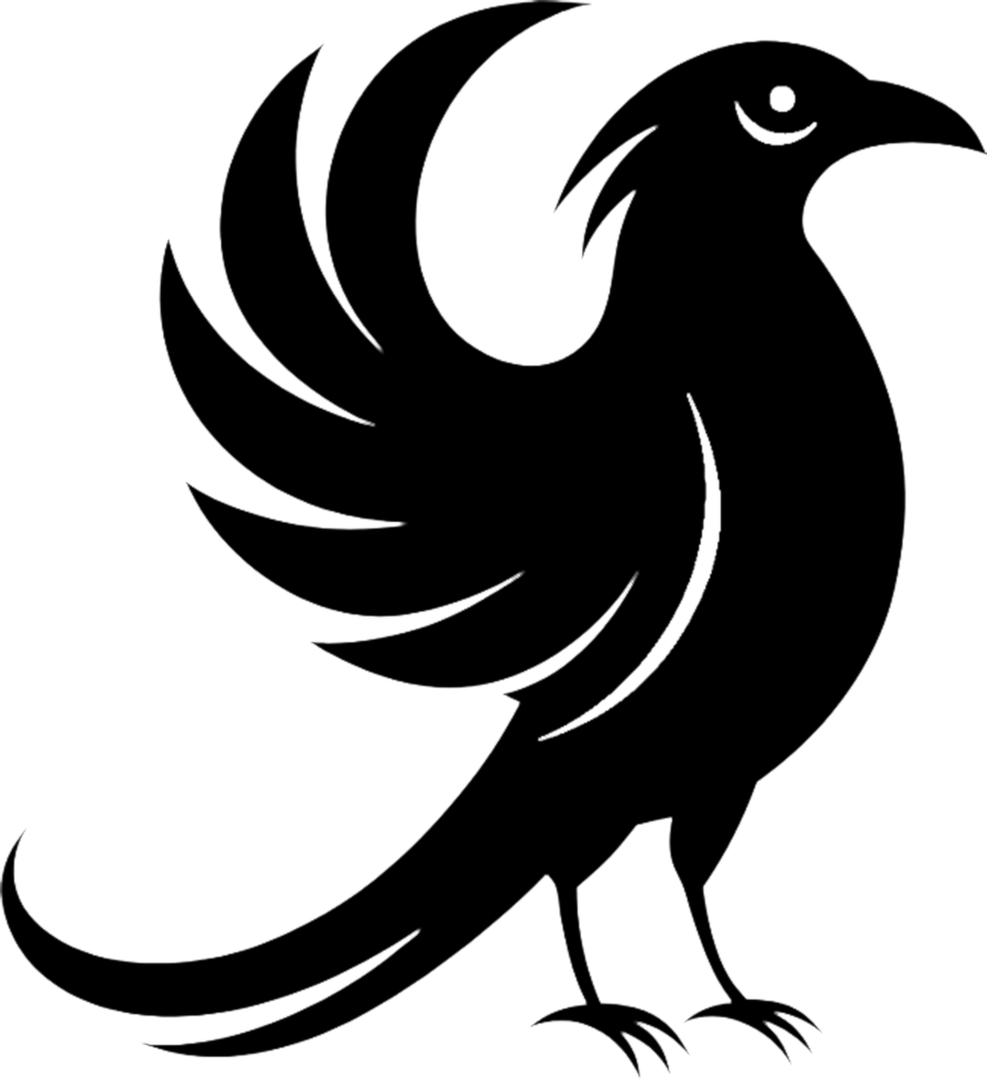 Capturing the grace of birds, minimalist black crow stencil in bold silhouette. . png