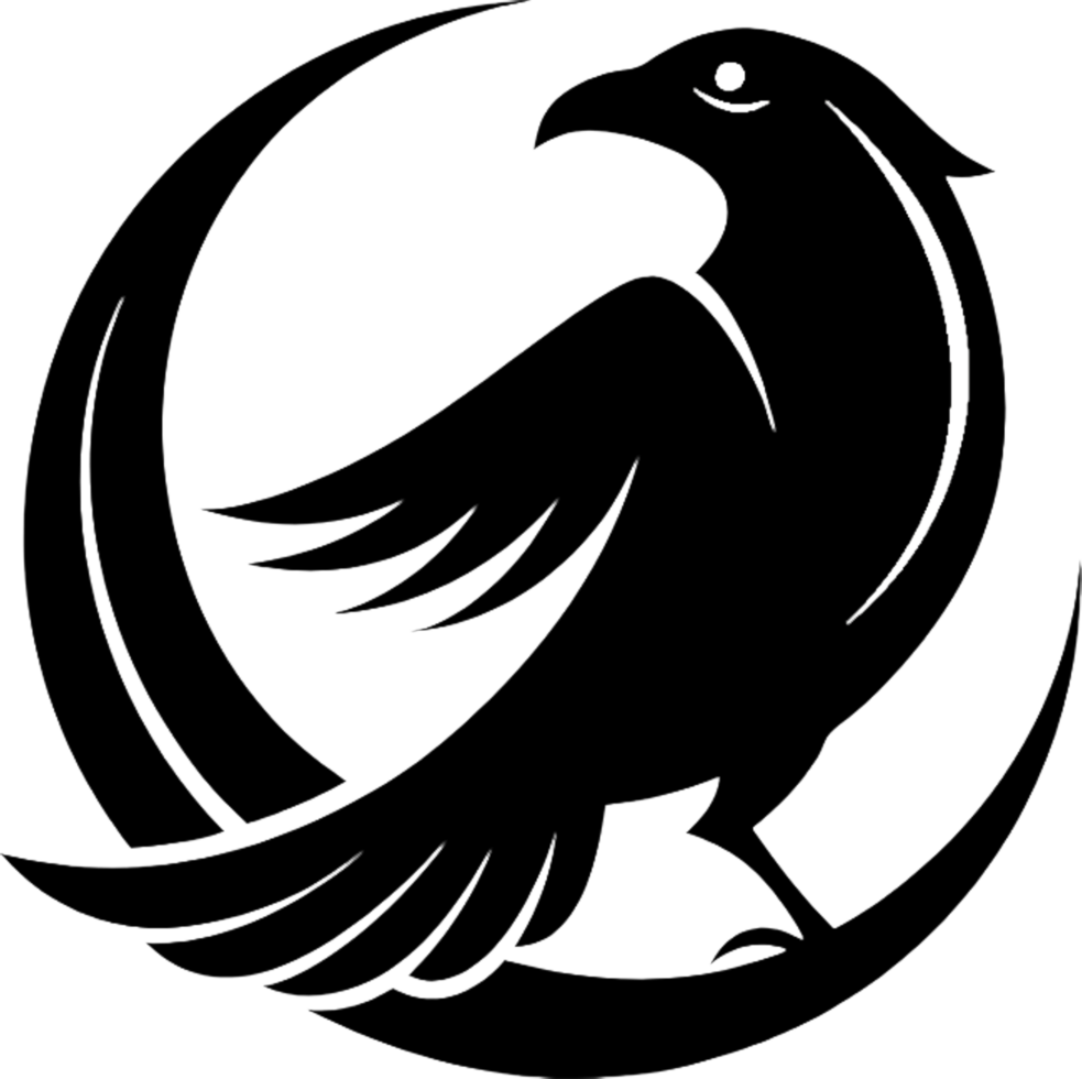 Avian grace portrayed in a striking minimalist black crow stencil. . png