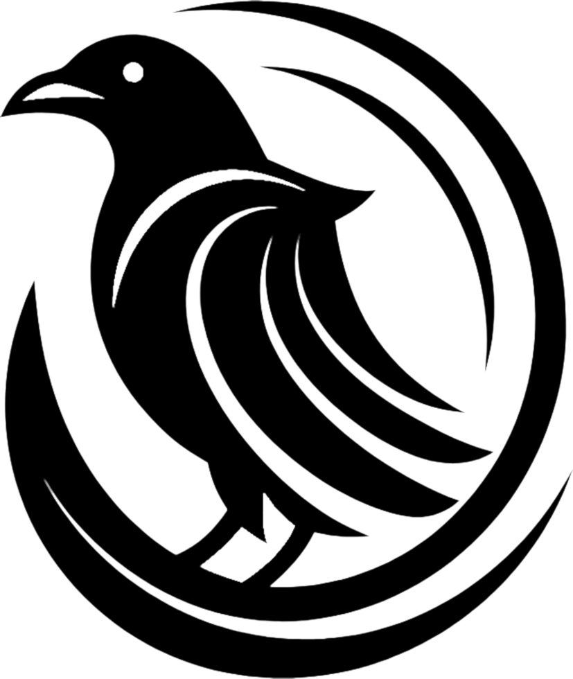 Bold black crow stencil showcases the grace of avian life in silhouette. . png