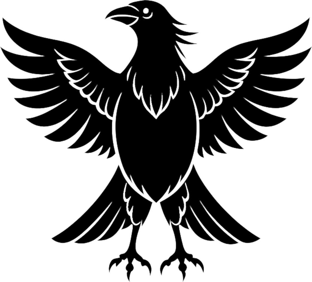 Striking silhouette of a black crow captures bold avian grace. . png