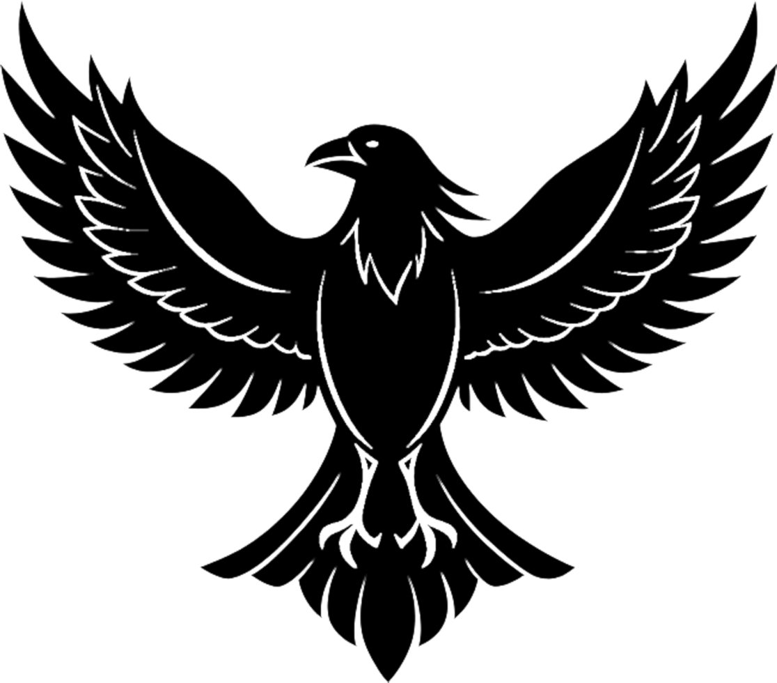 Striking black crow stencil showcases avian grace with minimalist boldness. . png