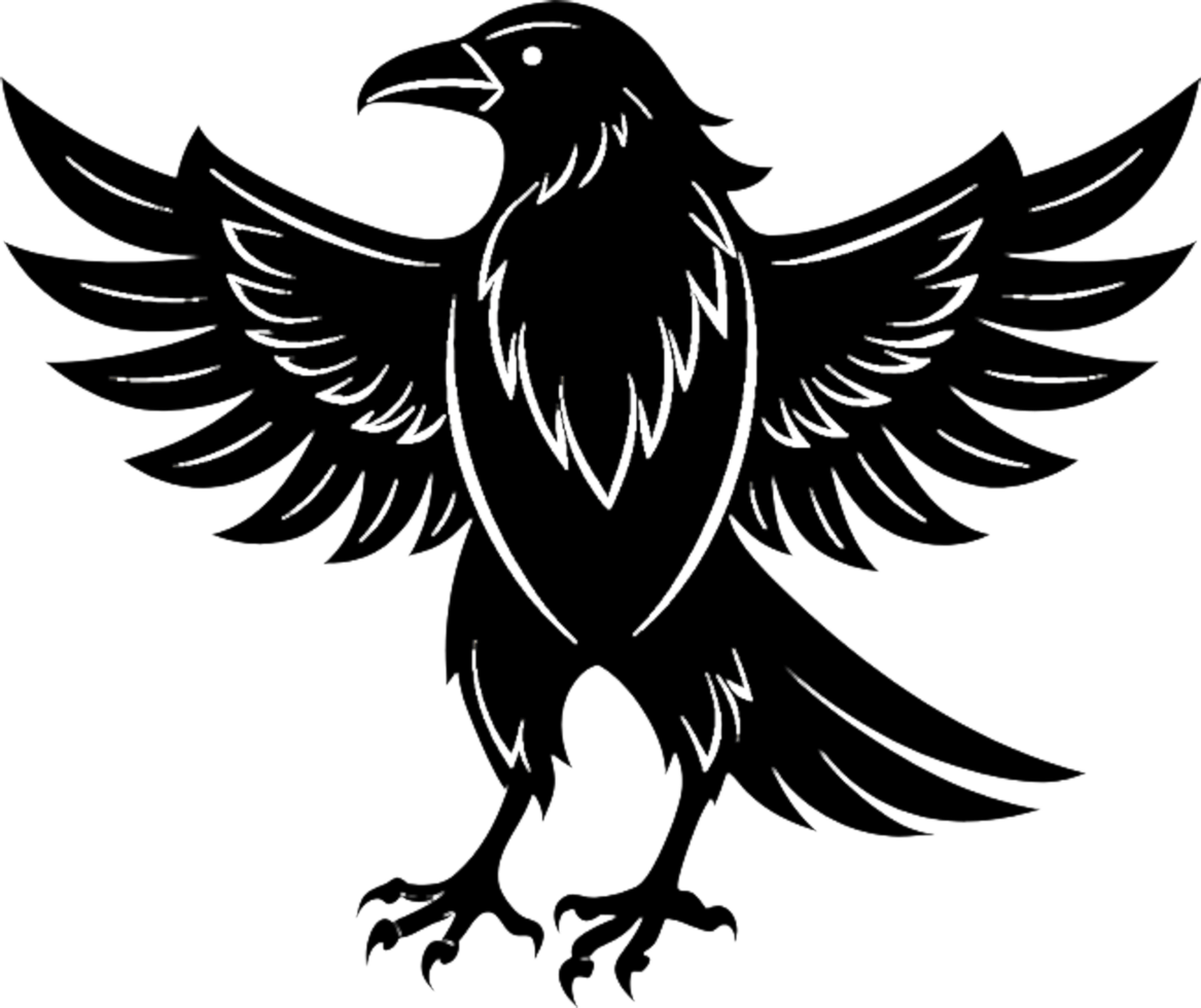 Avian grace captured in a bold minimalist black crow stencil silhouette. . png