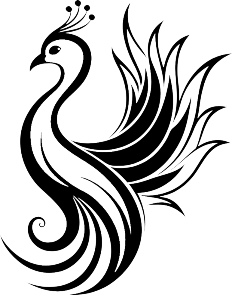 The elegance and sophistication of a black peacock stencil logo. . png