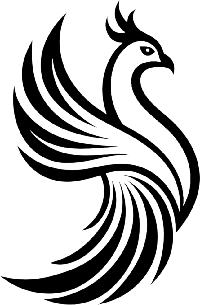The elegance of a black peacock in a sophisticated stencil logo. . png