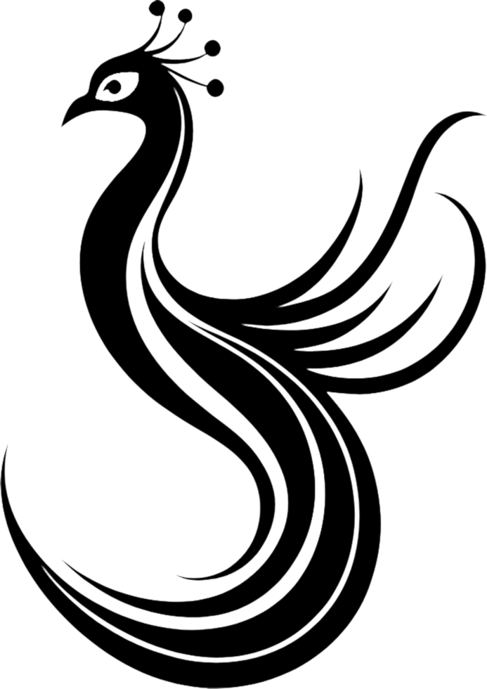 Exuding sophistication, an elegant black peacock stencil logo. . png