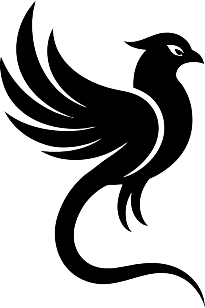 Black stencil logo of the elegant Resplendent Quetzal. . png