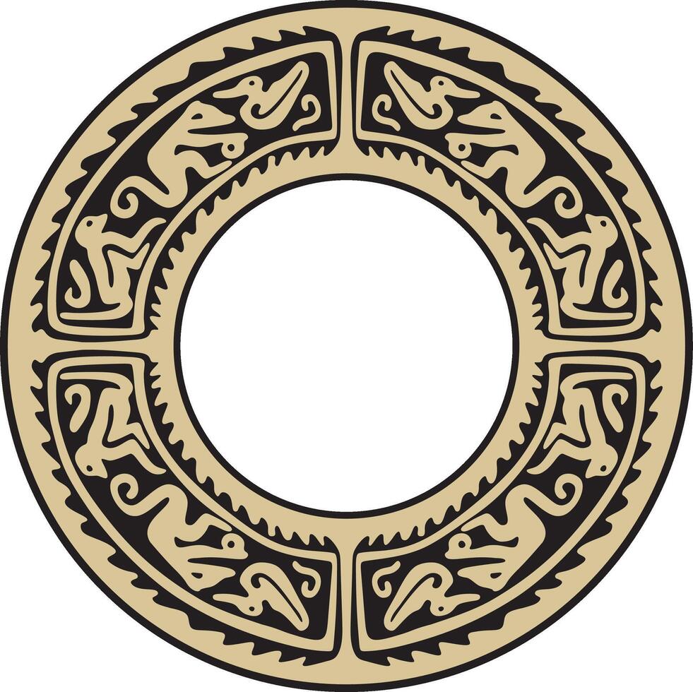 Native American round gold with black pattern. Geometric shapes in a circle. National ornament of the peoples of America, Maya, Aztecs, Incas vector