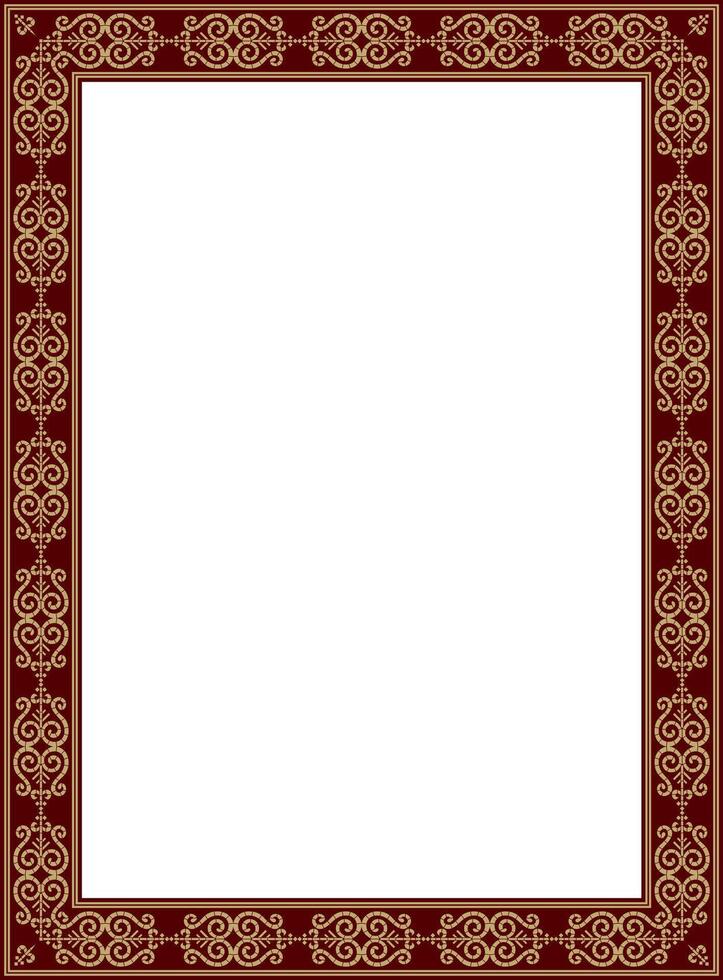 gold and red square Yakut ornament. Infinite rectangle, border, frame of the northern peoples of the Far East. vector