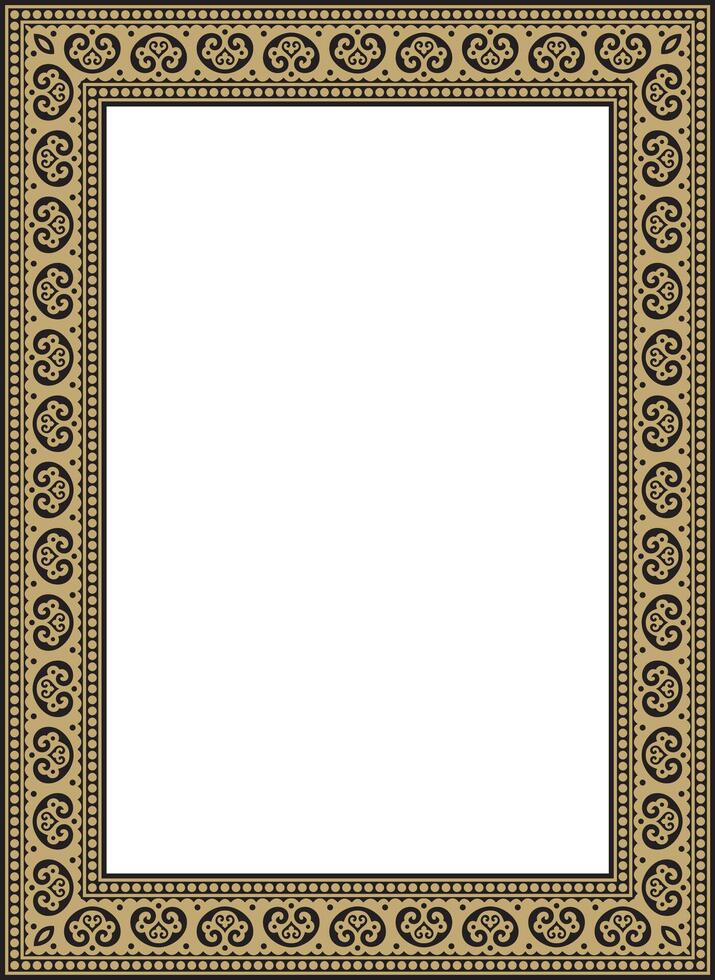 square gold and black ancient Russian ornament. Slavic rectangle, border, frame. Painting of the royal chambers. vector