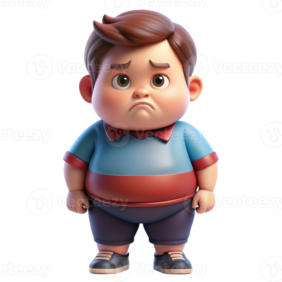 aigenerated cartoon boy with sad face png