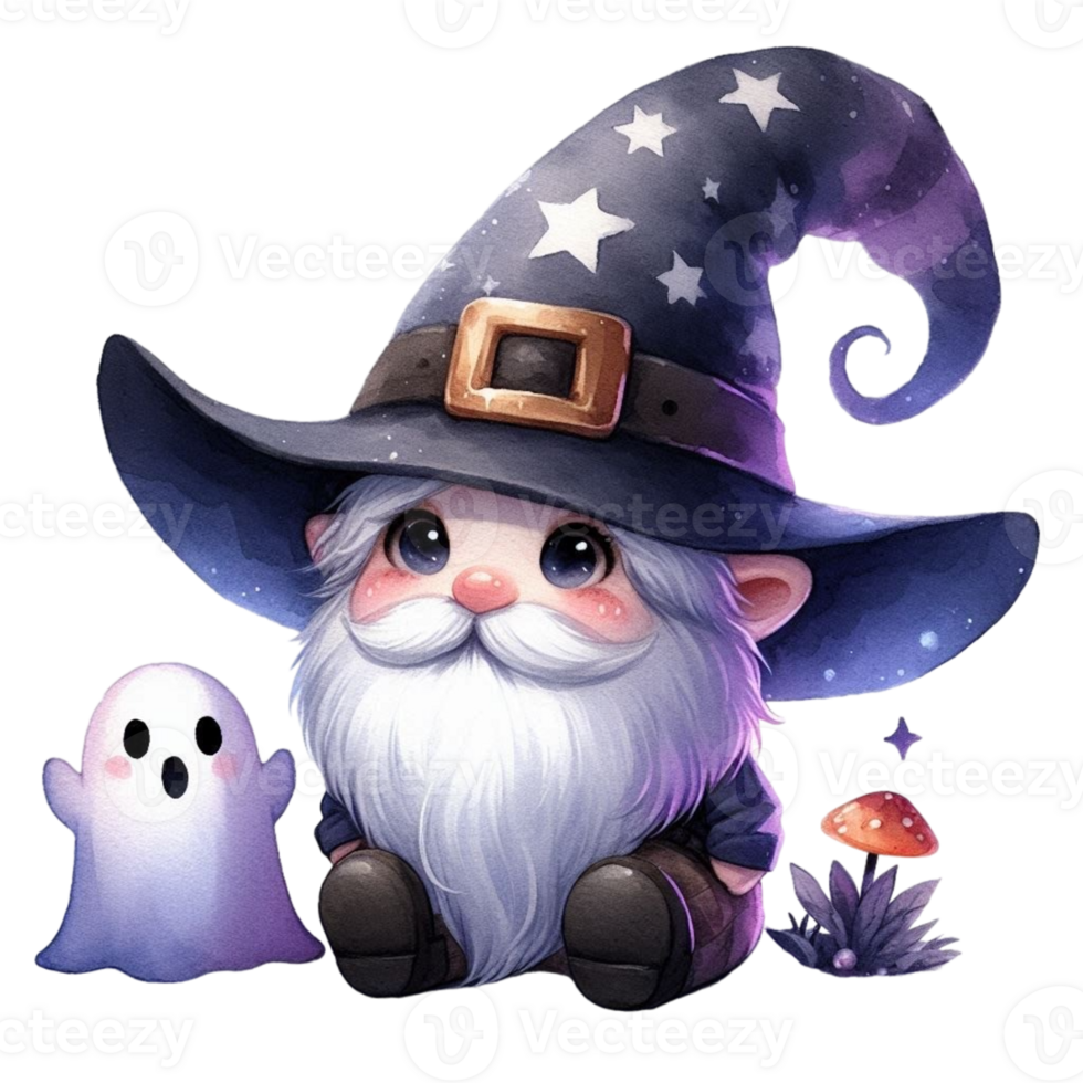 aigenerated a cartoon wizard with a hat and a ghost png