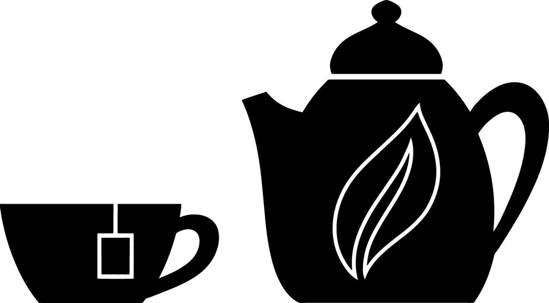 Doodle set teapot with cup icon Drink clipart vector