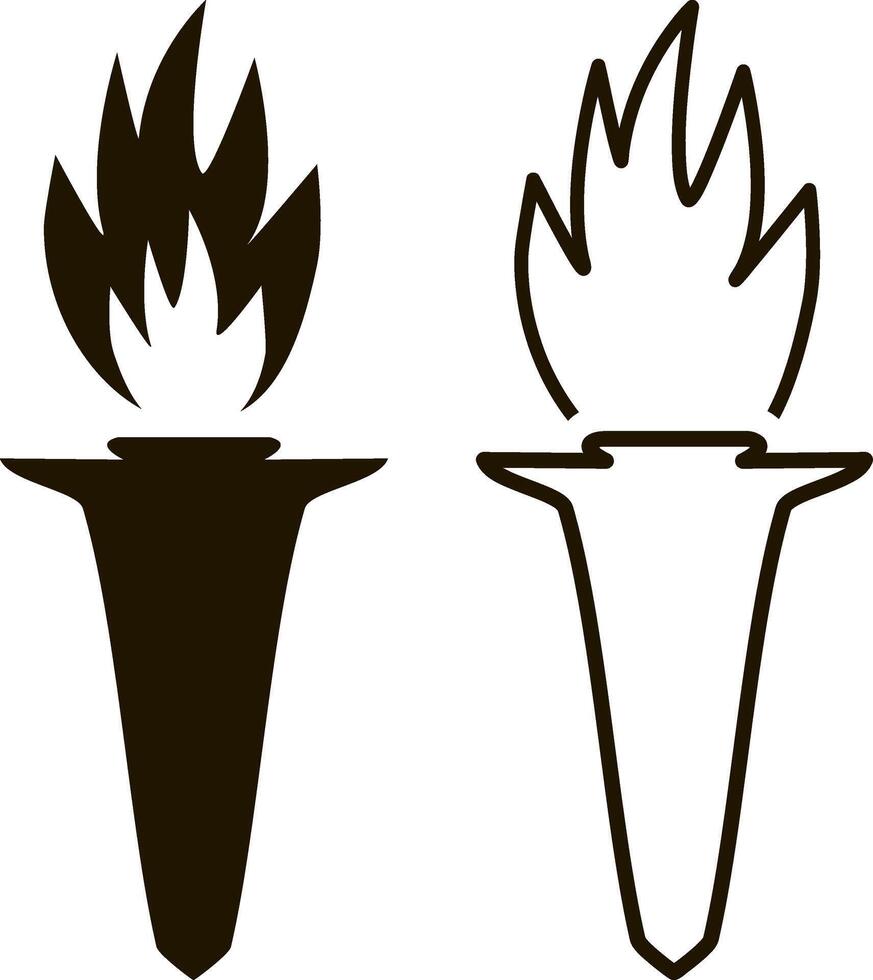 Torch set icon Flame clipart Fire vector