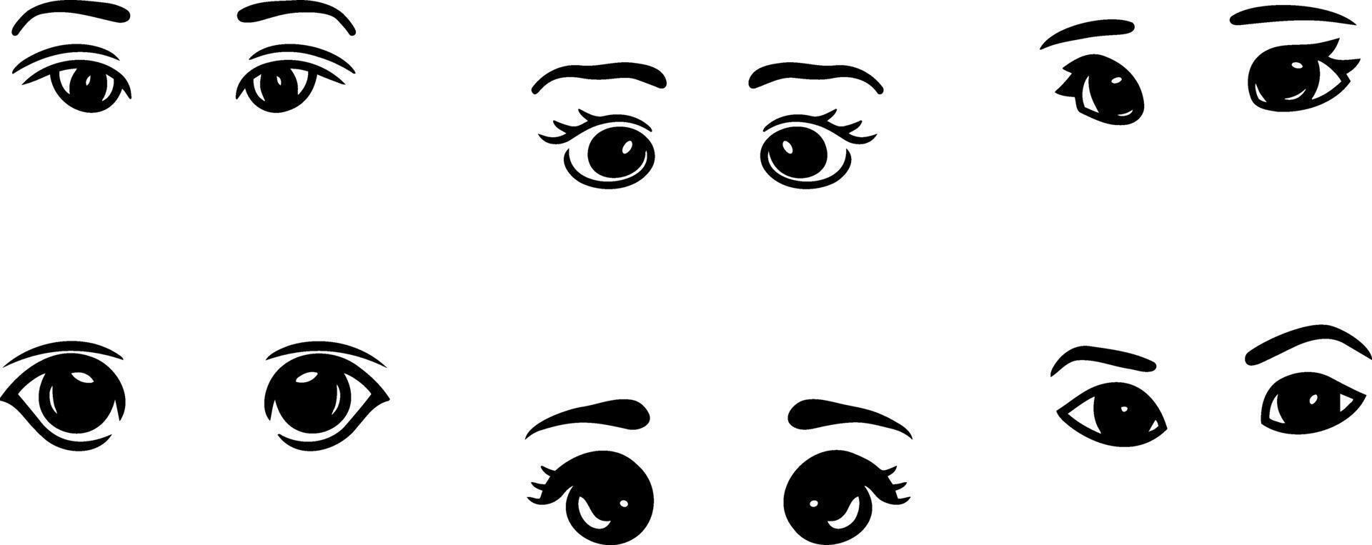 Doodle clipart set Hand drawn eyes and lips Stencil vector