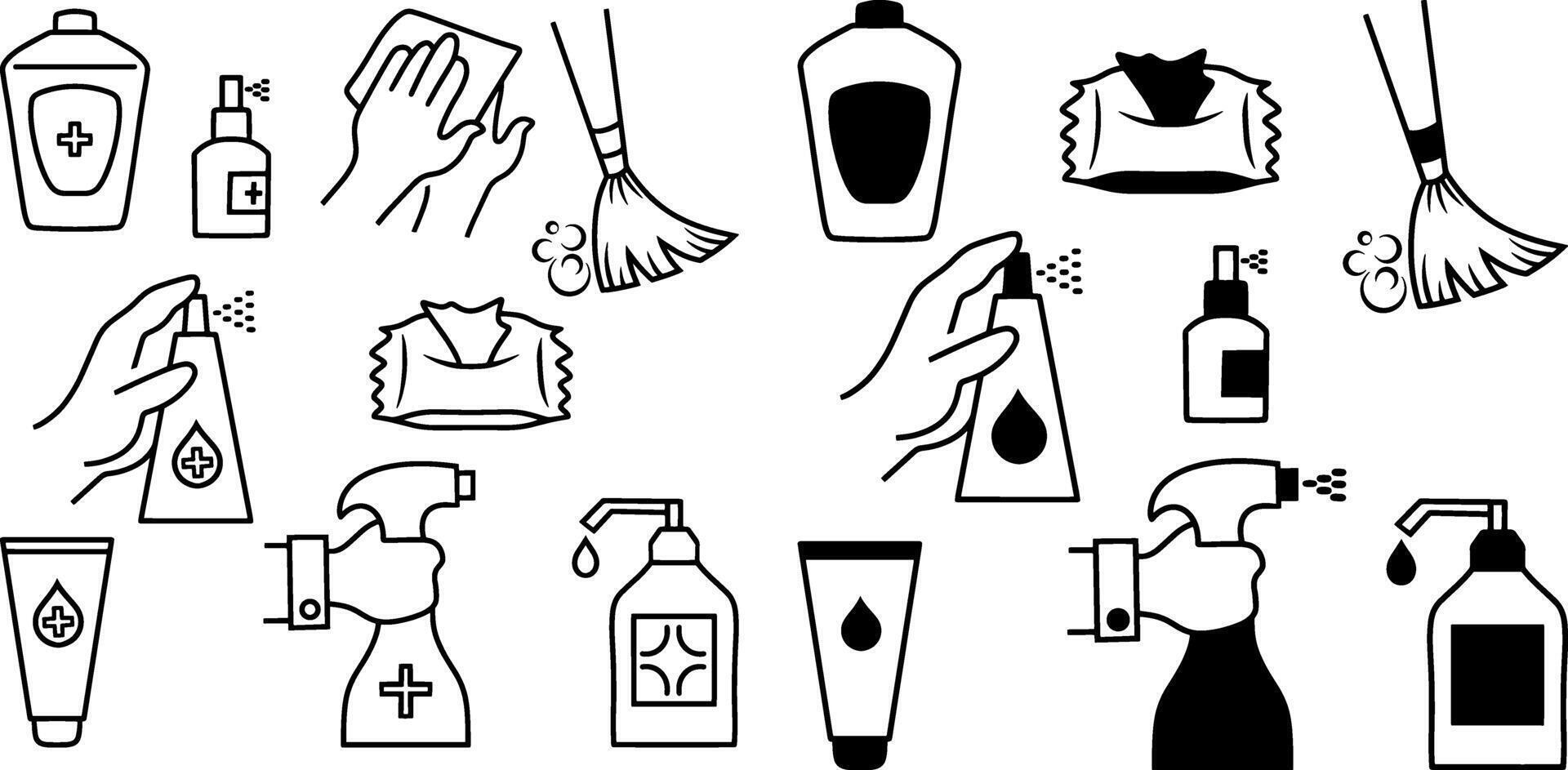 Doodle cleaning collection Hand drawn art vector