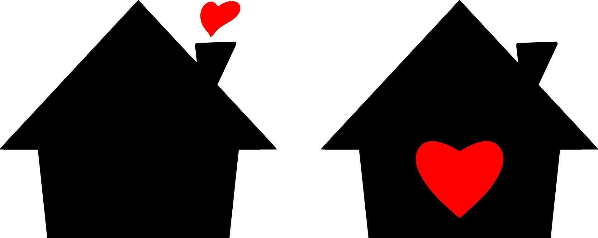 Home icon collection House with heart Real estate vector