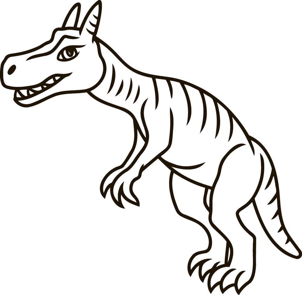 Outline coloring page dinosaur icon Sketch doodle hand drawn art line vector