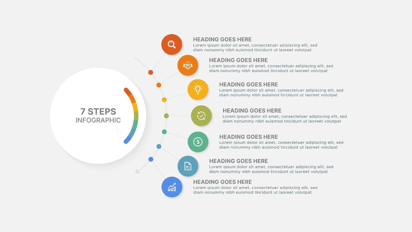 Modern Circular Round Infographic Design Template with 7 Data Points vector