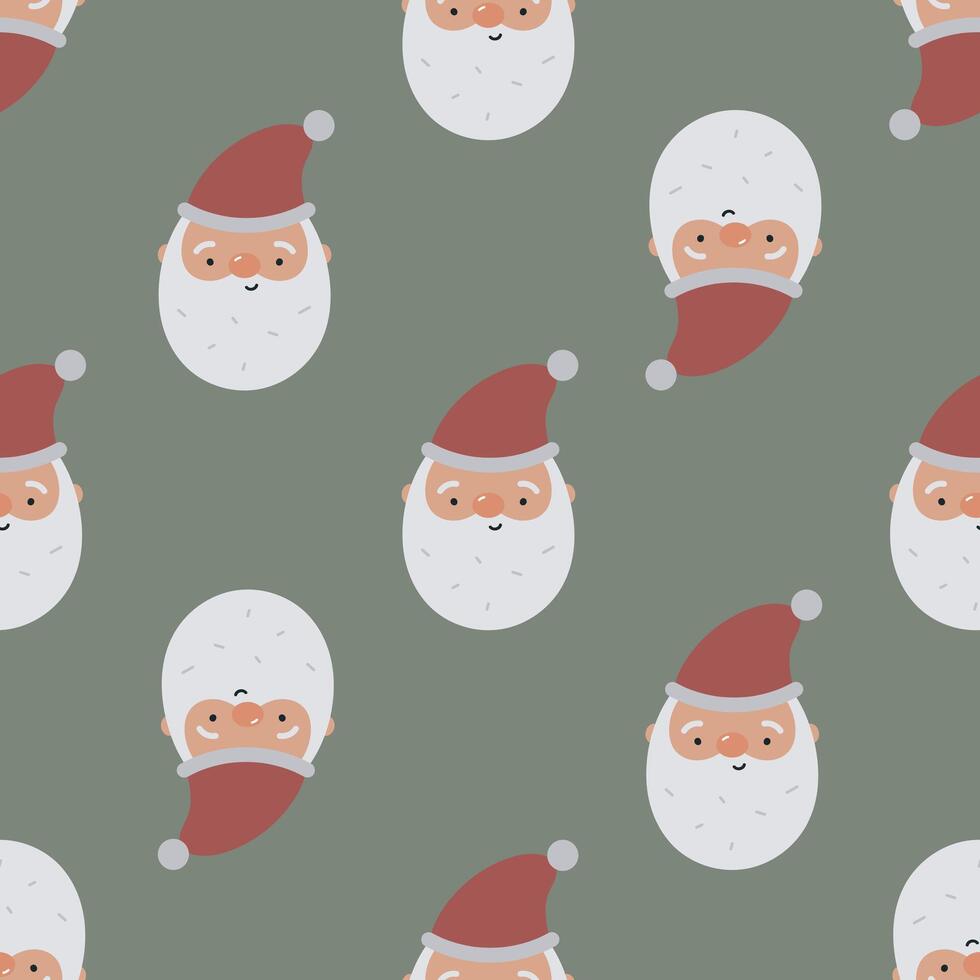 Seamless pattern with Santa Claus. Flat background. Winter print. Christmas design. Creative texture for fabric, wrapping, textile, wallpaper, apparel vector